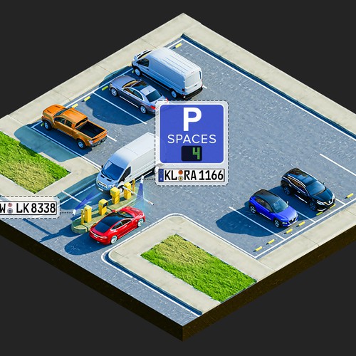 Smart Parking Camera 3D isometric Illustration