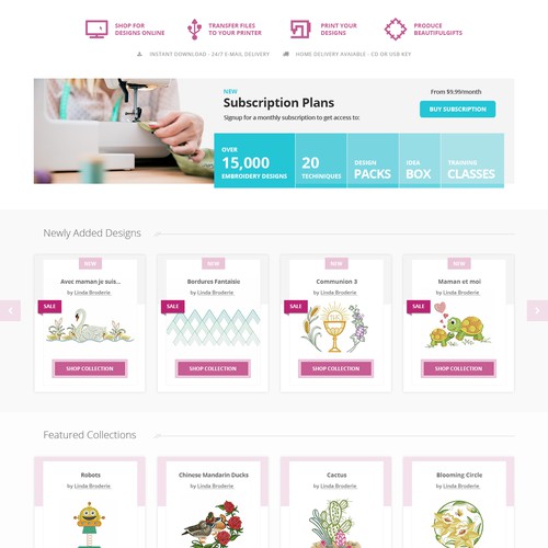 Homepage for Embroidery Shop