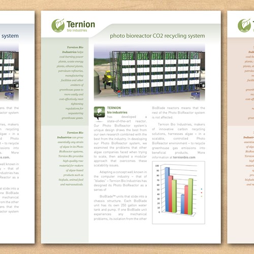 One page data sheet needed for "green" company.