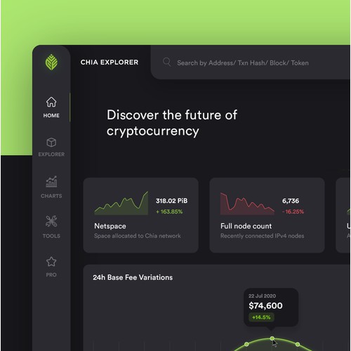 Slick eco-friendly crypto blockchain explorer