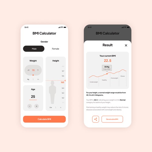 BMI Calculator app concept