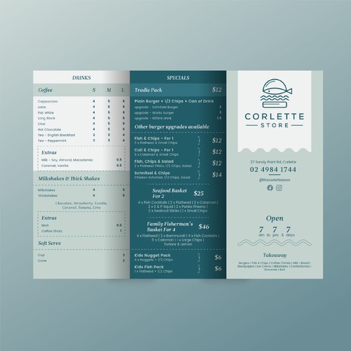 Trifold Takeaway Menu