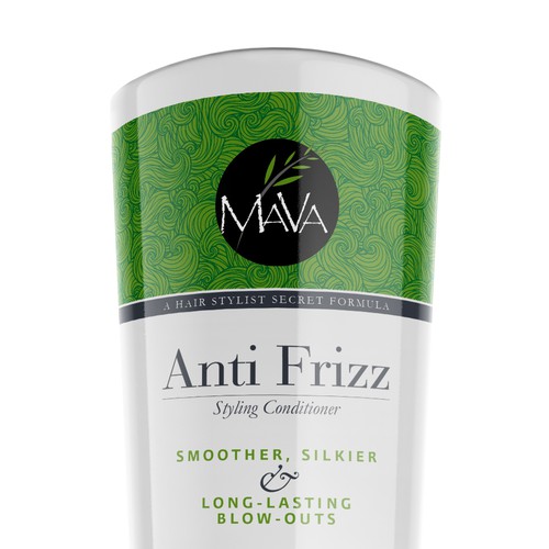 Label design for upscale anti frizz hair care line