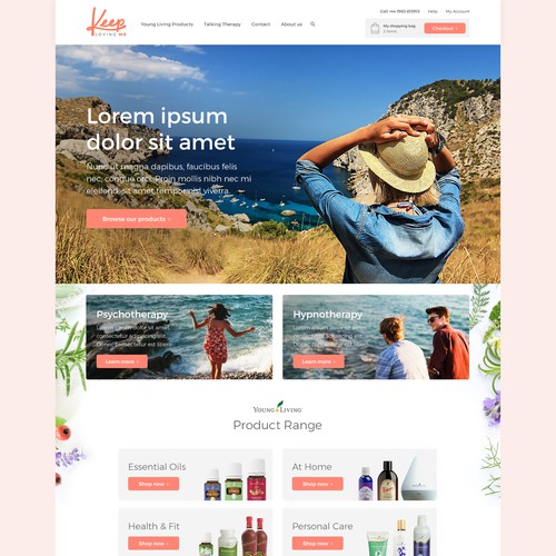 Website design which represents freedom, simplicity, happiness and quality