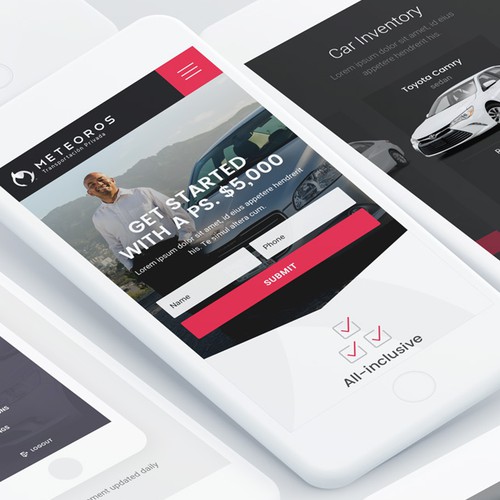 Mobile website design for innovative leasing company