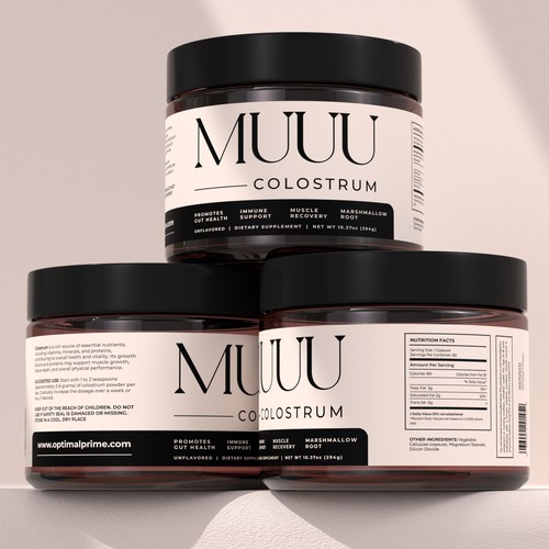 An aesthetic label for Colostrum Product