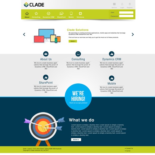 Web page design for Clade