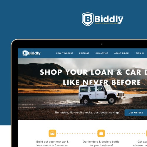 Biddly Homepage Design