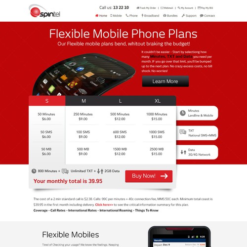 SpinTel Mobile Landing Page