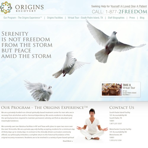 Origins Recovery Launches Gorgeous Site - Best Designers Only!