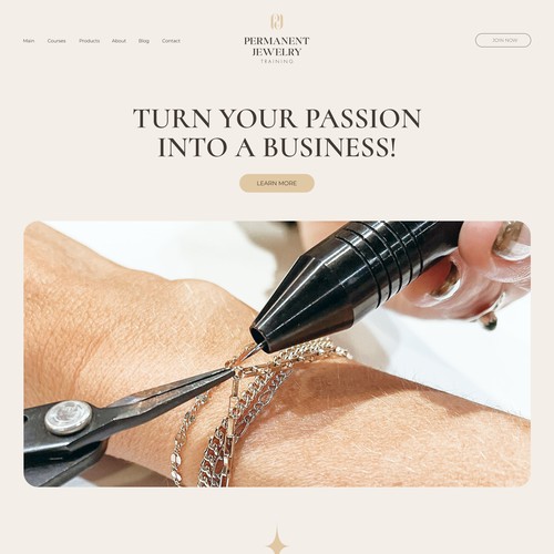 Clean and sophisticated website for Permanent Jewelry Training Courses