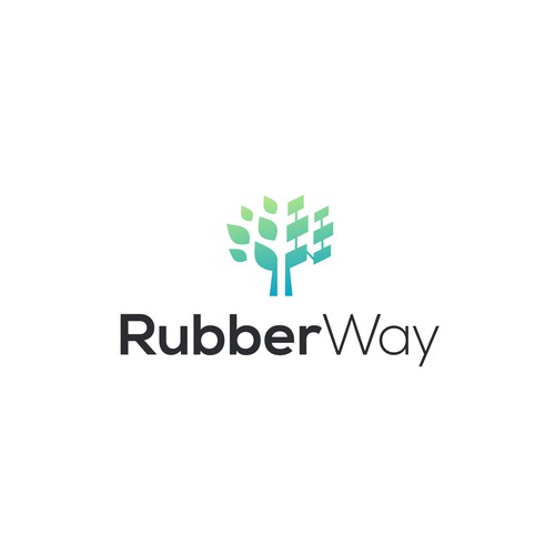 RubberWay Logo | Tree Pixel Logo | Tree Logo | Pixel Logo | Rubber Logo | Technology Logo