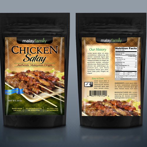 Create a food product packaging for Malay Family Cuisine