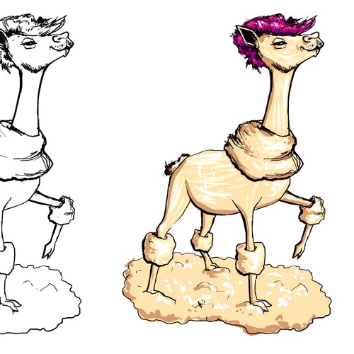Unleash your favorite art style on a humorous and proud sheared alpaca