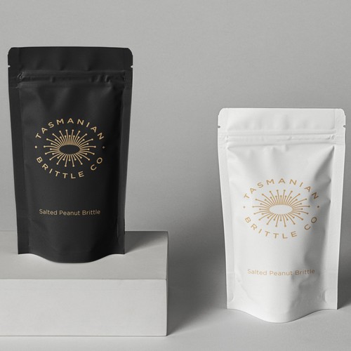 A luxurious identity and packaging for a Tasmanian peanut brittle brand.