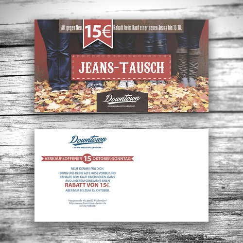 Jeans store postcard design