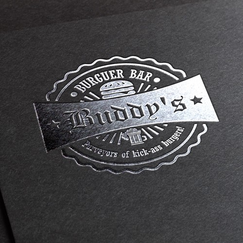 Design a simple, rustic and fun logo for a gourmet burger restaurant.