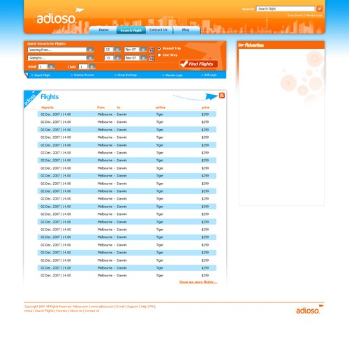 adioso.com #2 - $525 UNcoded template for flight search engine