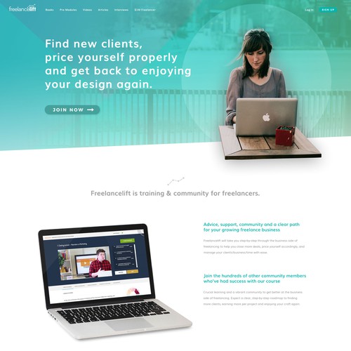 Designer for freelancer course site.