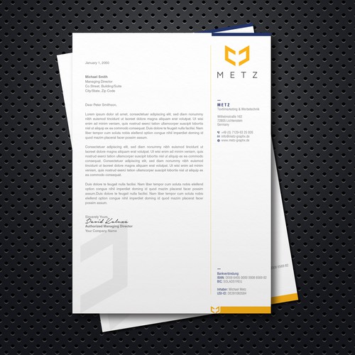 Letterhead, Business paper METZ