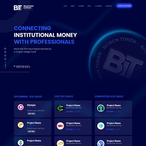 BitBcn Launchpad - Homepage Design for a Launchpad intended for Crypto Projects 