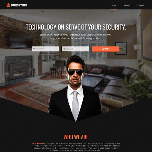 Landing page concept for a security website