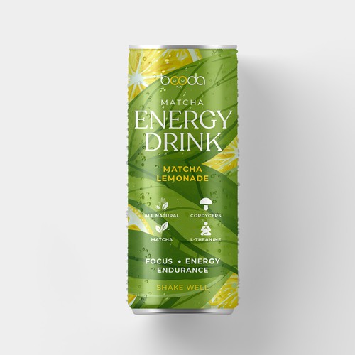 Matcha Energy Drink Can Label Design