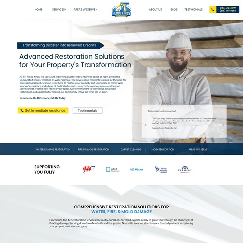 Websute Redesign for Restoration Company to maximize trust and conversion rates 