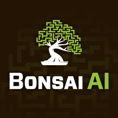 Can you embody artificial intelligence and education in a clean and elegant bonsai logo?