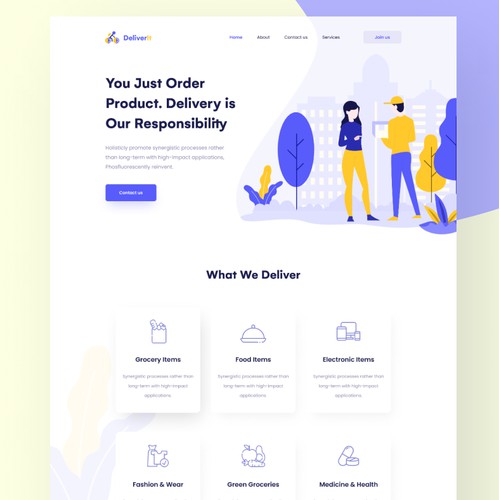 Delivery landing page