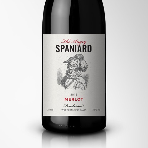 The Angry Spaniard - Merlot - Wine Label