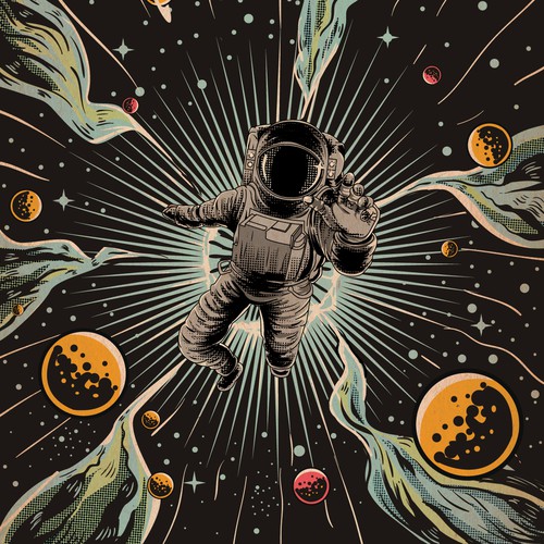 retro comic space illustration