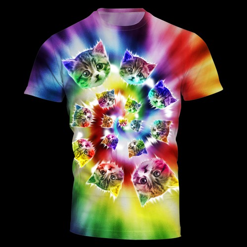  Create cute tie dye cat t-shirt