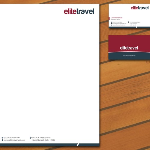 Design a business card & letterhead for Elite Travel.