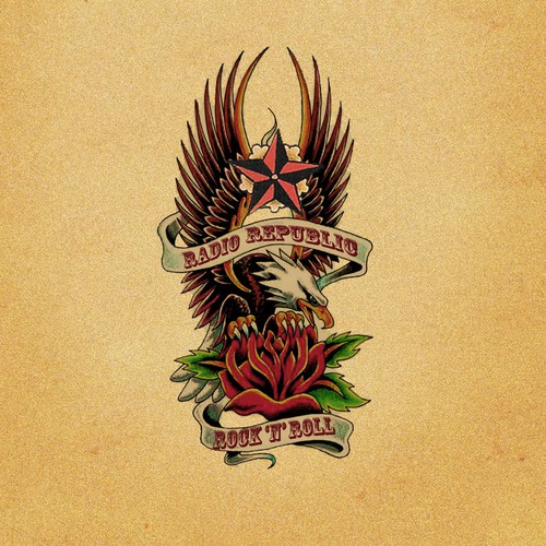 Tattoo Style Artwork Needed(Sailor Jerry Style Eagle with Crest forRock Band)