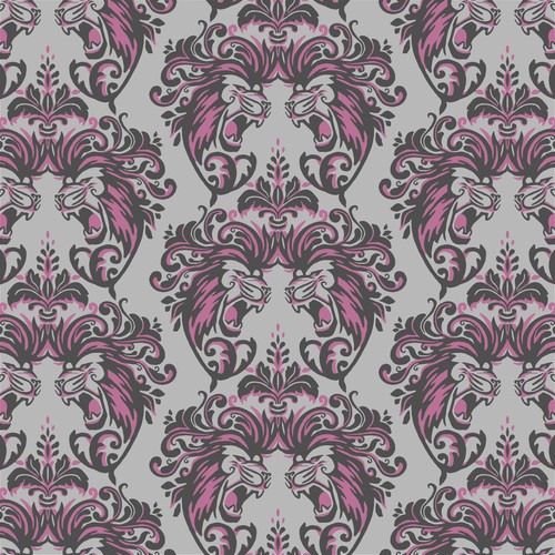 Roaring Lions Damask pattern design