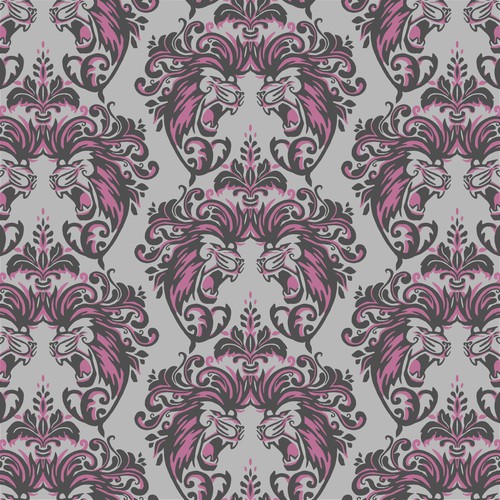 Roaring Lions Damask pattern design