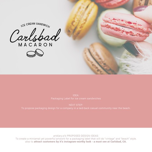 Sticker Label and Packaging for Carlsbad Macaron Ice Cream Sandwich