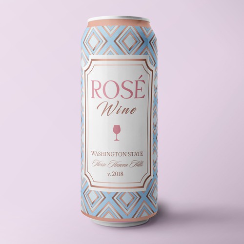 Rosé wine in a can label design