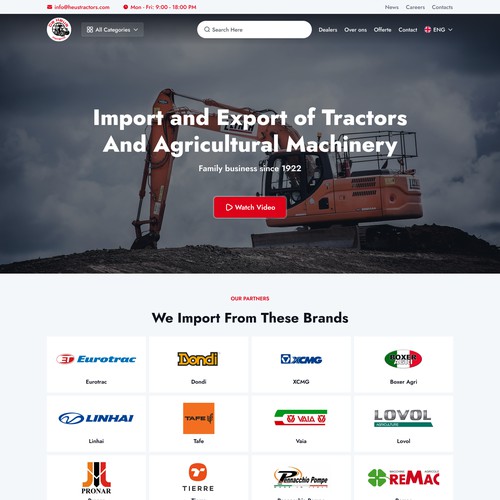 Homepage for a manufacturer of agricultural machinery