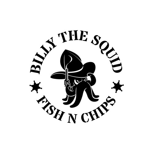 Create a fun logo for our takeaway. must have a squid in the logo