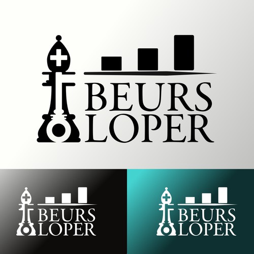 Create a Logo for BeursLoper, combining finance, chess and a key!