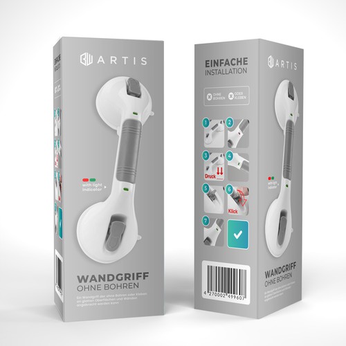 Packaging design for wall handle