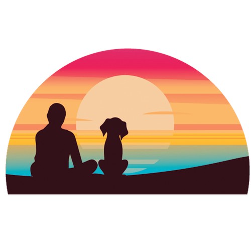 Sunset dog buddy illustration 