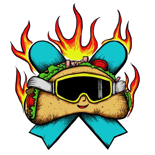 Taco & Snowboard Tattoo Design