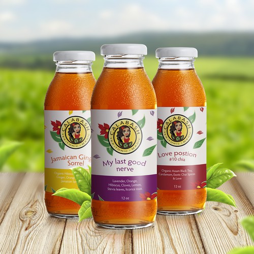 Tea beverage product label design concept