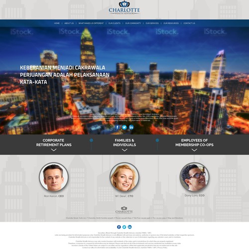 Landing page design for Charlotte Wealth Advisors