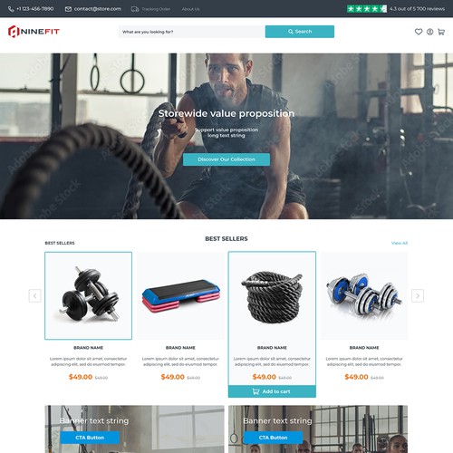 Website concept for sportshop.