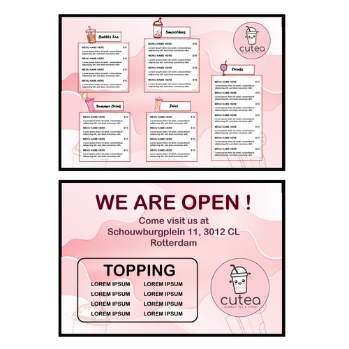 Cutea_Menu card