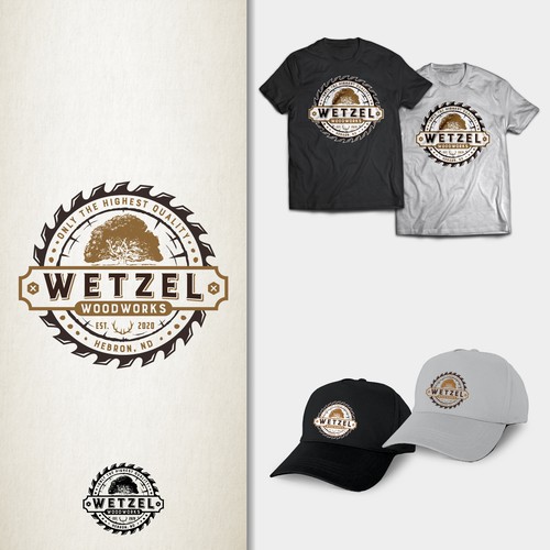 Rustic Logo Design for Wetzel Woodworks.